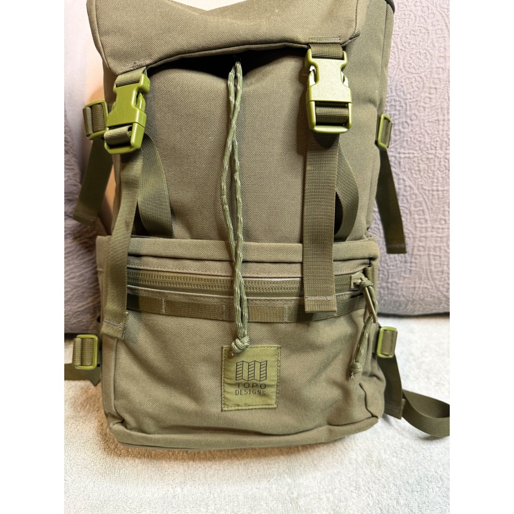 Topo Designs Rover Pack Classic Olive Green Nylon Backpack Laptop Sleeve Bag